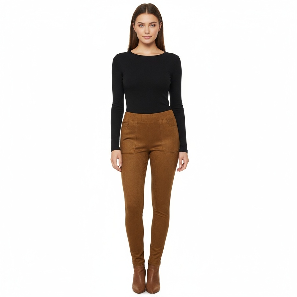 Sanctuary Anthropologie Brown Faux Suede High Rise Pull On Leggings Pants Size L